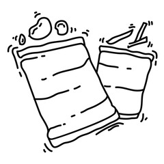 Hiking adventure snack ,trip,travel,camping. hand drawn icon design, outline black,vector icon.