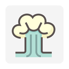 Explode vector thin line design with simple shape. That icon, sign, symbol or logo element of effect, blast, explosion from atomic bomb, nuclear weapon. Also crash, spark and caution. 48x48 pixel.