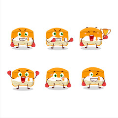 A sporty orange cake boxing athlete cartoon mascot design