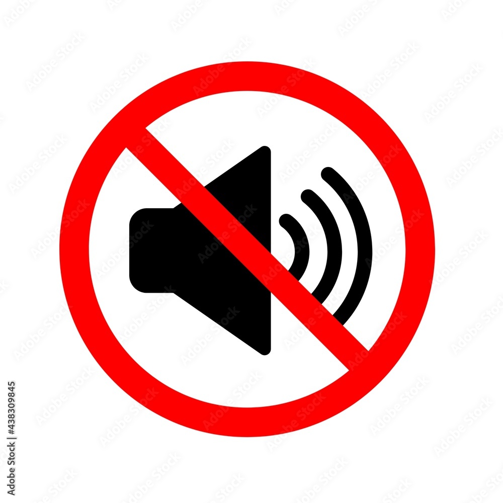 Wall mural Sound stop icon or ban forbidden no noise prohibition sound stop icon