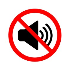 Sound stop icon or ban forbidden no noise prohibition sound stop icon