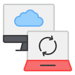 Fototapeta premium A flat design, icon of cloud syncing
