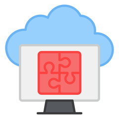 A flat design, icon of cloud puzzle solution