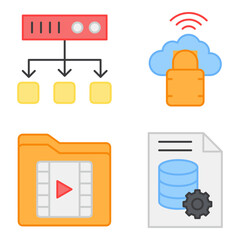 Pack of Database Flat Icons