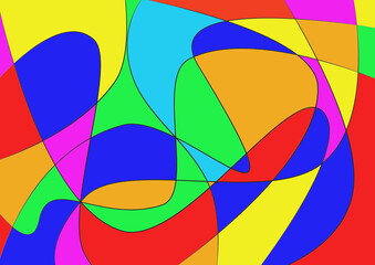 Cubist abstract background with swirling lines