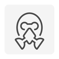 Air purifying respirator or gas mask icon. That is personal protective equipment (PPE) consist of N95 filter, cartridge and strap. For protect welder, painter from gas, dust, fume and vapour. 48x48 px