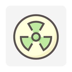 Ionizing radiation or radioactive vector design of icon, sign or symbol. That safety, warning or caution of unsafe, danger or hazard from toxic, emission of nuclear reactor process or x-ray. 64x64 px.