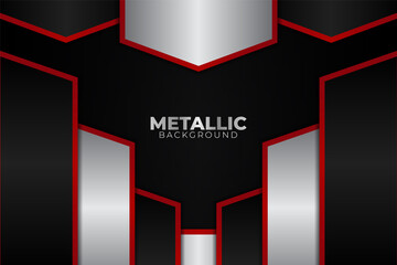 Modern Metallic Glossy Geometric White and Dark Grey with Red Line Background