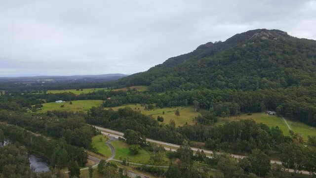 Pacific Highway Beside The Middle Brother National Park In New South Wales, Australia. aerial