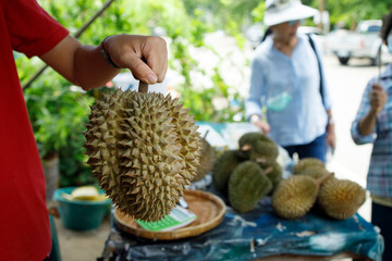 Farmers selling durians
