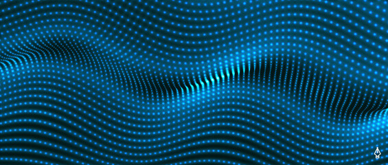 Abstract science or technology background. Graphic design. Network illustration with particle. 3D grid surface.