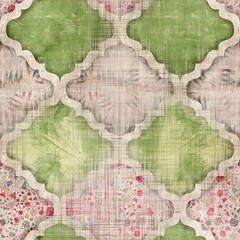 Seamless Moroccan inspired highly textured pattern for surface print. High quality illustration. Stylized chic ornate ogee or quatrefoil pattern. Luxury ornamental oriental symmetric shape repeat.