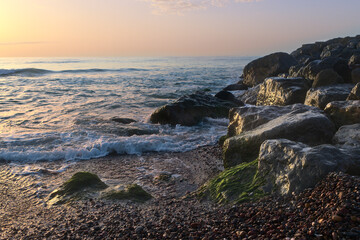 Beautiful seascape at dawn on the Valencia coastline