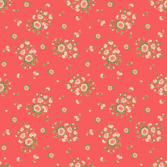  Abstract floral seamless pattern drawn on paper with paints vintage roses