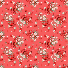  Abstract floral seamless pattern drawn on paper with paints vintage roses