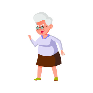 angry old woman screaming at grandson at home cartoon vector. angry old woman screaming at grandson at home character. isolated flat cartoon illustration