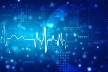 Medical technology and Health care concept background. Ecg background, Heart rate graph. Ekg heart beat line monitor.