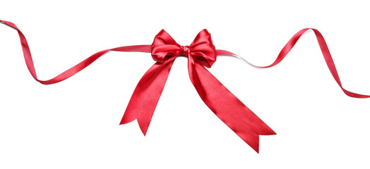 Bow made of red ribbon on white background