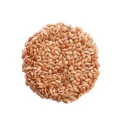 Heap of flax seeds on white background