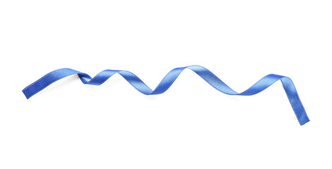 Beautiful blue ribbon on white background