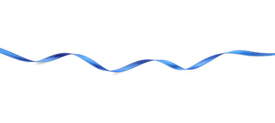 Beautiful blue ribbon on white background