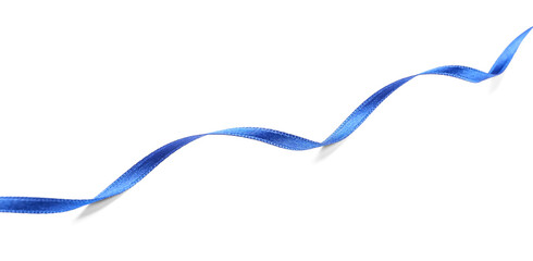 Beautiful blue ribbon on white background