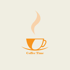 A cup of fresh coffee. coffe time icon logo