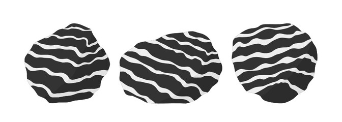 Gneiss stone specimen illustration set. Metamorphic rock samples.