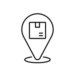 Parcel delivery linear icon. Location. Thin line customizable illustration. Contour symbol. Vector isolated outline drawing. Editable stroke