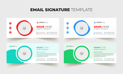 Fototapeta premium Email signature vector templates, Trendy email signature, Modern Professional awesome unique Corporate custom beautiful personal Office Email signature design template set with the layout,