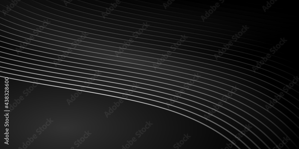 Poster black background with wave lines. modern dark abstract texture.