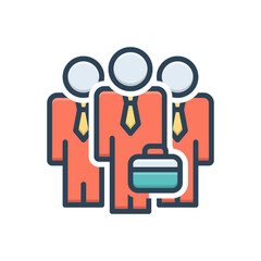 Color illustration icon for businessman team
