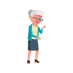 angry pension woman growling at store manager cartoon vector. angry pension woman growling at store manager character. isolated flat cartoon illustration