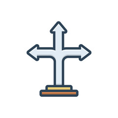 Color illustration icon for direction arrow
