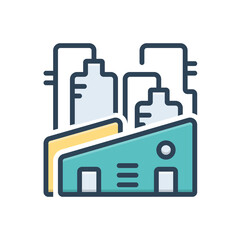 Color illustration icon for factory