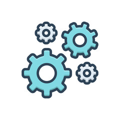 Color illustration icon for gears