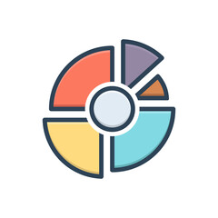 Color illustration icon for pie chart