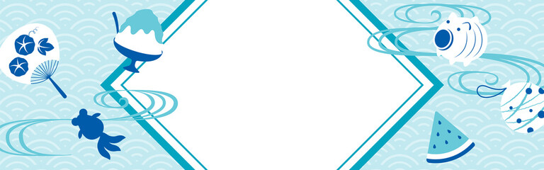 vector background with Japanese summer icons for banners, cards, flyers, social media wallpapers, etc.