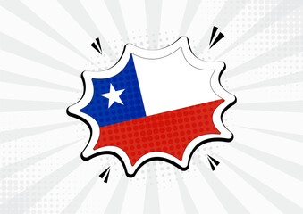 Artistic Chile country comic flag illustration. Abstract flag speech bubble pop art vector background