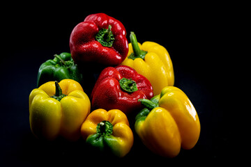 Capsicum pepper still life in red and yellow colors
