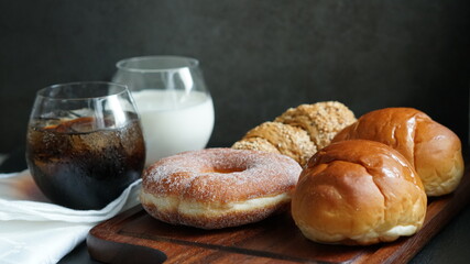 milk, coffee  and bread
