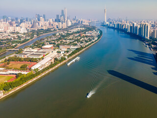 Fototapeta premium Aerial photography of urban architectural landscape along the Pearl River in Guangzhou