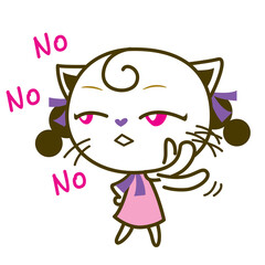 Kitty Girl, Cat Meow Say No, Vector illustration