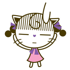 Kitty Girl, Cat Meow be quiet, Vector illustration