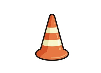 Safety cone simple illustration with black outline.