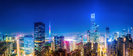 Aerial photography of Guangzhou city architecture night view