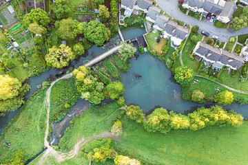 Aerial View of The River Avon at Daniels Well, Malmesbury, Wiltshire