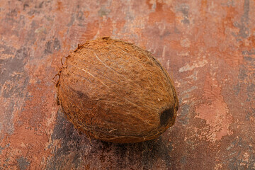 Tropical brown coconut over background