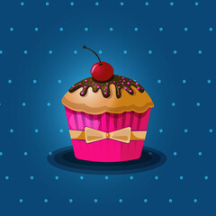 Cupcake with cherry on top.
