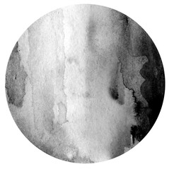 Watercolor black background, blot, blob, splash of black paint on white background. Abstract background, poster.Round isolated element, spot, poster.Signal danger, prick, goal.Abstract Watercolor logo